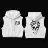 CROPPED MOLETOM CAPUZ SEM MANGA CAVEIRA BRANCO