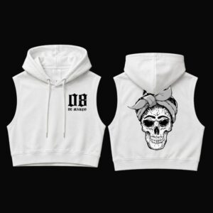 CROPPED MOLETOM CAPUZ SEM MANGA CAVEIRA BRANCO CROPPED MOLETOM CAPUZ SEM MANGA CAVEIRA BRANCO